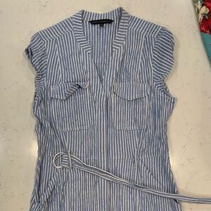 White House Black Market Blue Striped Midi Dress